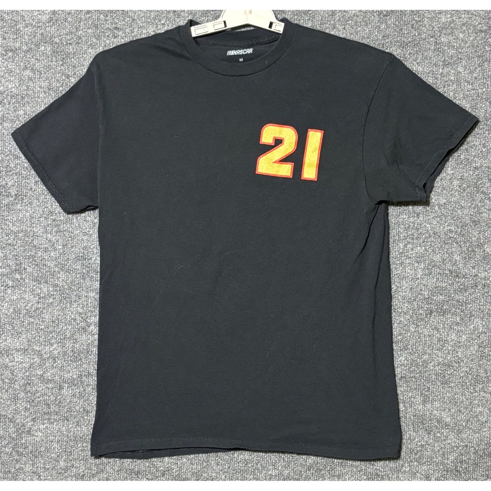 NASCAR Men M‎ T-Shirt Black Harrison Burton #21 USA Flag Graphic